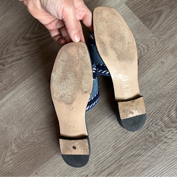 Authentic Gucci Jane Logo Denim Slide Resort Sandals Size 38.5  - 8.5 - Picture 4 of 7